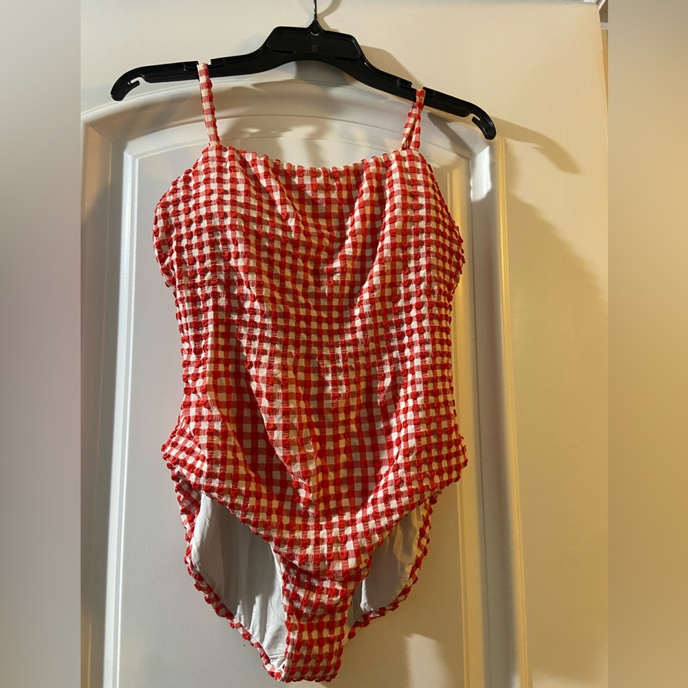 Gingham patterned one piece
